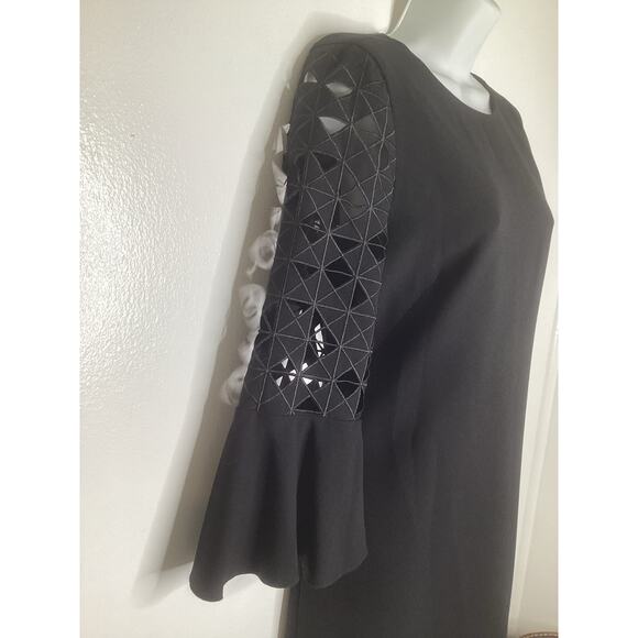 Elie Tahari NWOT Black Cut Out Bell Sleeve Embroidery Evening Cocktail Dress M - Picture 4 of 7